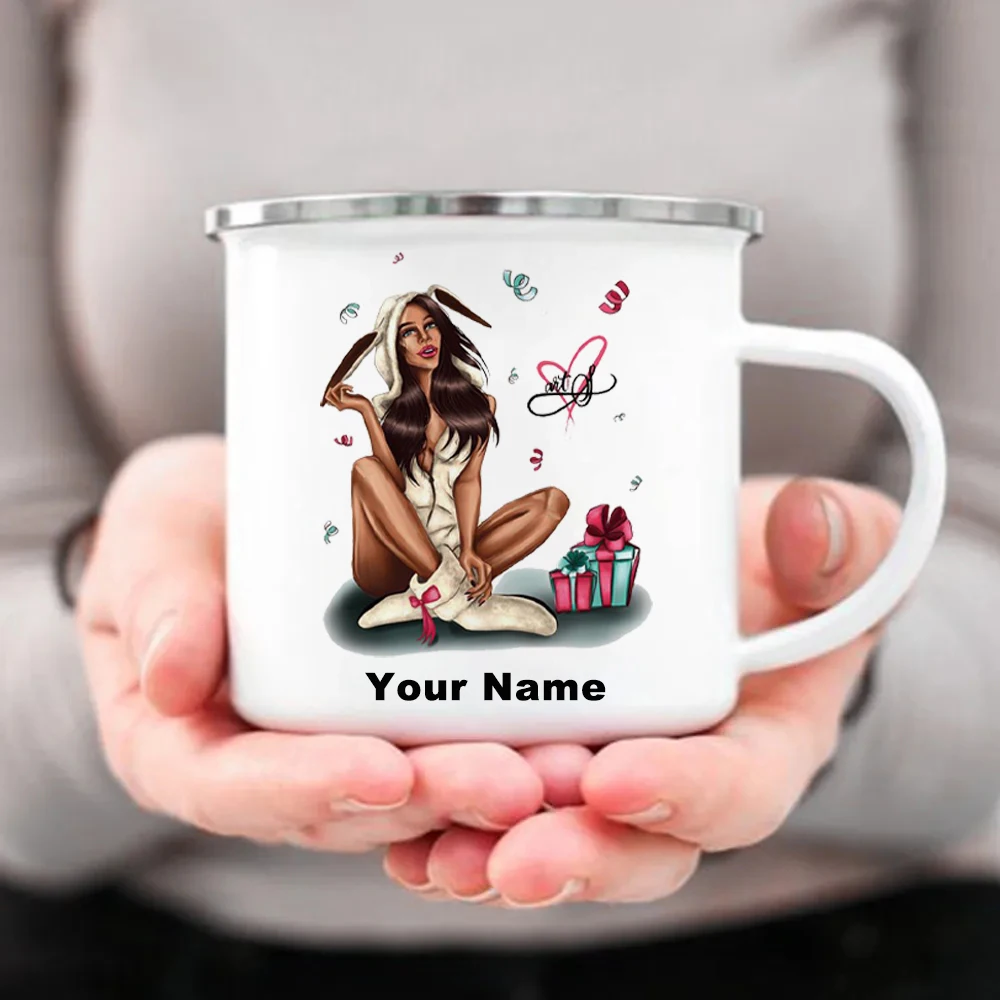 Coffee Tea Name - 당신의 이름이 새겨진 맞춤형 에나멜 머그,